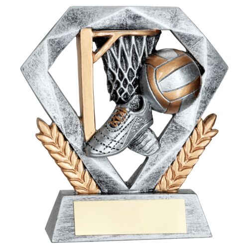 Pew/Gold Netball Mini Diamond With Plate - 4In Thumbnail