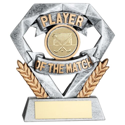 Pew/Gold Player Of The Match Mini Diamond With Hockey Insert & Plate - 4In Thumbnail