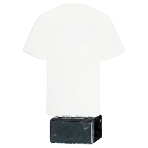 White Sublimation Shirt Plaque On Black Marble Base - 8.25In Thumbnail