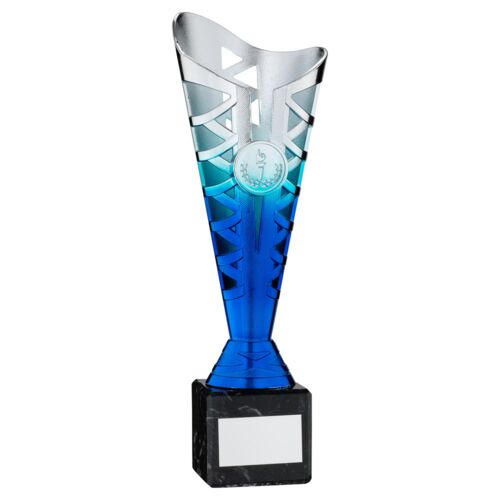 Silver/Blue Plastic Titan Cup On Blk Marble Assembled Trophy (1In Cen) - 8.75In Thumbnail
