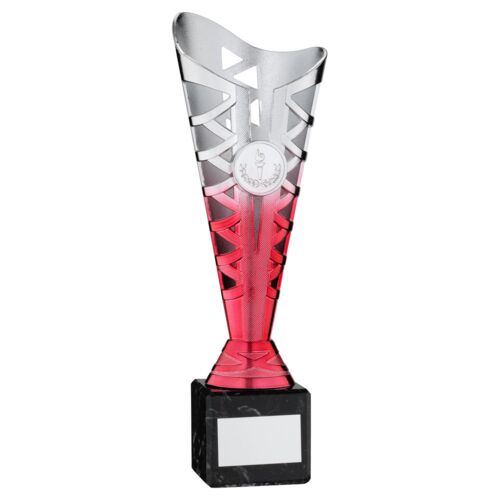 Silver/Pink Plastic Titan Cup On Blk Marble Assembled Trophy (1In Cen) - 8.75In Thumbnail