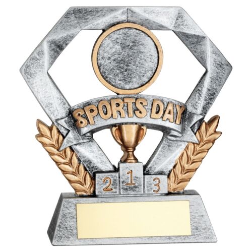 Pew/Gold Sports Day Mini Diamond With Plate (1In Cen) - 4In Thumbnail