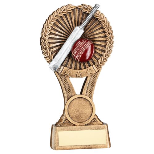 BRZ/GOLD/PEW Cricket Round Wreath On V Riser With Plate (1In Cen) - 6In Thumbnail