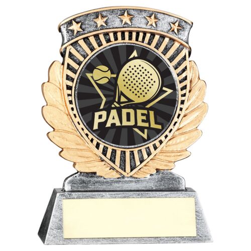 Pew/Gold 5 Star Holder With Vinyl Padel Insert & Plate - 4.5In Thumbnail