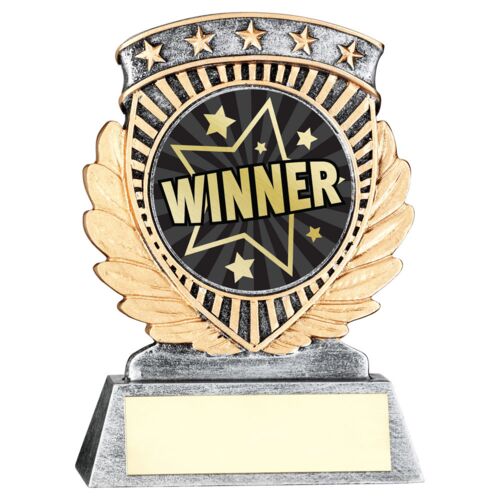 Pew/Gold 5 Star Holder With Vinyl Winner Insert & Plate - 3.75In Thumbnail